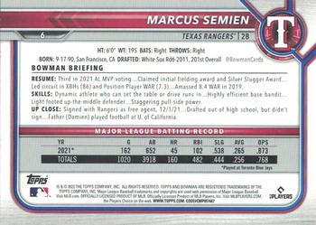 2022 Bowman - Red #6 Marcus Semien Back