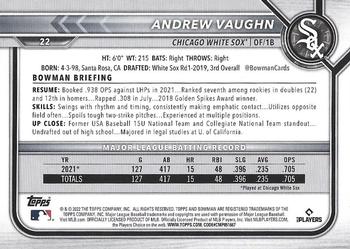 2022 Bowman - Red #22 Andrew Vaughn Back
