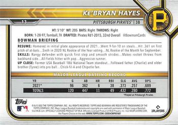 2022 Bowman - Platinum #13 Ke'Bryan Hayes Back