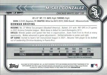 2022 Bowman - Prospects #BP-4 Misael Gonzalez Back