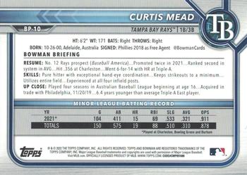 2022 Bowman - Prospects #BP-10 Curtis Mead Back
