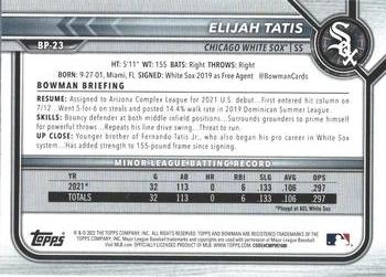 2022 Bowman - Prospects #BP-23 Elijah Tatis Back