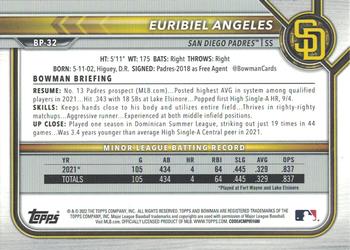 2022 Bowman - Prospects #BP-32 Euribiel Angeles Back