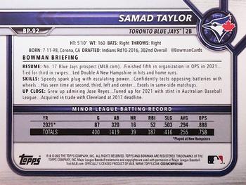 2022 Bowman - Prospects #BP-92 Samad Taylor Back