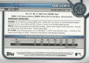 2022 Bowman - Prospects #BP-96 Ian Lewis Back