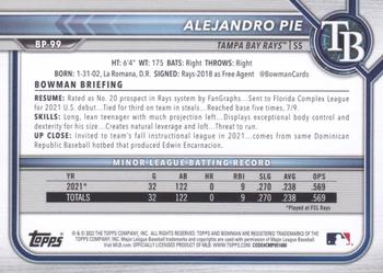 2022 Bowman - Prospects #BP-99 Alejandro Pie Back