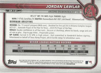 2022 Bowman - Prospects #BP-141 Jordan Lawlar Back
