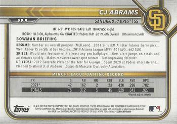2022 Bowman - Prospects Sky Blue #BP-9 CJ Abrams Back