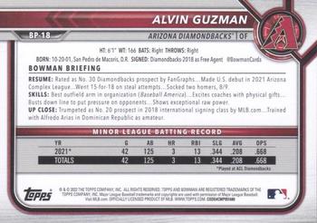 2022 Bowman - Prospects Sky Blue #BP-18 Alvin Guzman Back