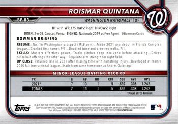 2022 Bowman - Prospects Sky Blue #BP-83 Roismar Quintana Back