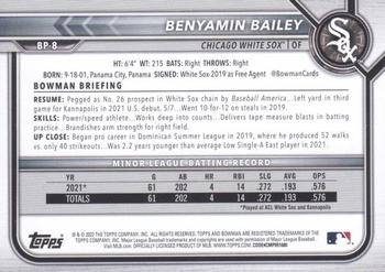 2022 Bowman - Prospects Neon Green #BP-8 Benyamin Bailey Back
