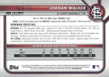2022 Bowman - Prospects Neon Green #BP-20 Jordan Walker Back