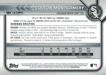 2022 Bowman - Prospects Neon Green #BP-71 Colson Montgomery Back