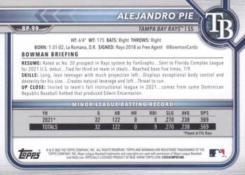 2022 Bowman - Prospects Neon Green #BP-99 Alejandro Pie Back