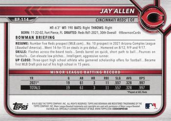 2022 Bowman - Prospects Neon Green #BP-114 Jay Allen Back
