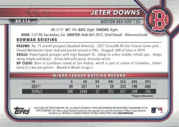 2022 Bowman - Prospects Neon Green #BP-116 Jeter Downs Back