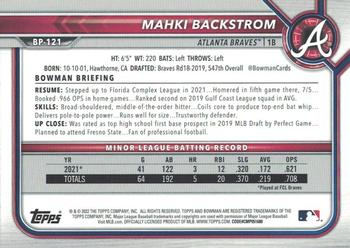 2022 Bowman - Prospects Neon Green #BP-121 Mahki Backstrom Back