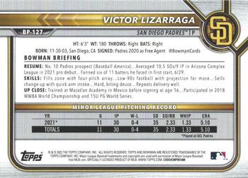 2022 Bowman - Prospects Neon Green #BP-127 Victor Lizarraga Back