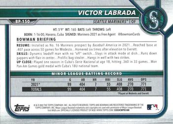 2022 Bowman - Prospects Neon Green #BP-150 Victor Labrada Back