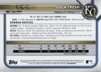 2022 Bowman - Prospects Fuchsia #BP-136 Luca Tresh Back