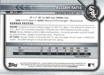 2022 Bowman - Prospects Purple #BP-23 Elijah Tatis Back