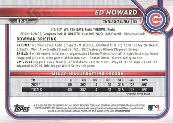 2022 Bowman - Prospects Purple #BP-64 Ed Howard Back