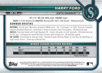 2022 Bowman - Prospects Purple #BP-78 Harry Ford Back