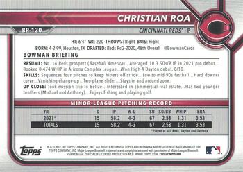 2022 Bowman - Prospects Purple #BP-130 Christian Roa Back