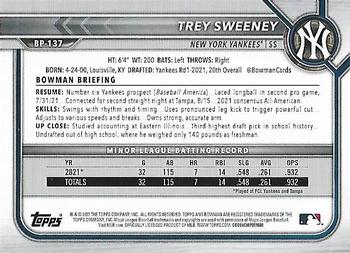 2022 Bowman - Prospects Gold #BP-137 Trey Sweeney Back