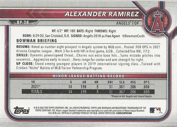 2022 Bowman - Prospects Orange #BP-38 Alexander Ramirez Back