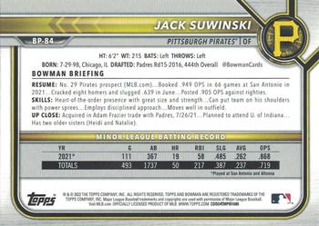 2022 Bowman - Prospects Orange #BP-84 Jack Suwinski Back