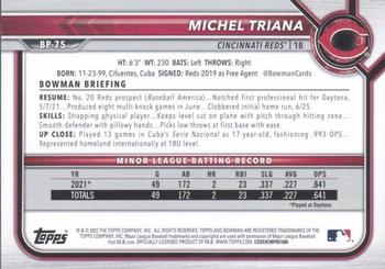 2022 Bowman - Prospects Red #BP-75 Michel Triana Back