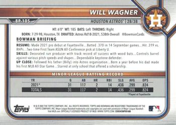 2022 Bowman - Prospects Red #BP-105 Will Wagner Back
