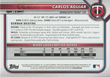 2022 Bowman - Prospects Platinum #BP-1 Carlos Aguiar Back