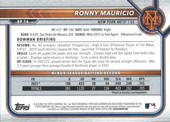 2022 Bowman - Prospects Platinum #BP-16 Ronny Mauricio Back