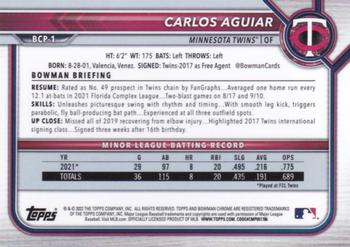 2022 Bowman - Chrome Prospects #BCP-1 Carlos Aguiar Back