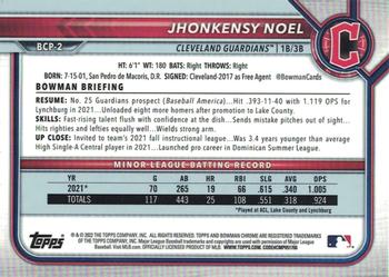 2022 Bowman - Chrome Prospects #BCP-2 Jhonkensy Noel Back