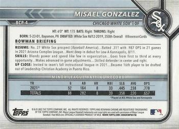 2022 Bowman - Chrome Prospects #BCP-4 Misael Gonzalez Back