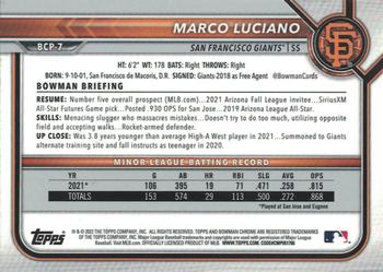 2022 Bowman - Chrome Prospects #BCP-7 Marco Luciano Back