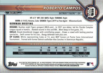 2022 Bowman - Chrome Prospects #BCP-14 Roberto Campos Back