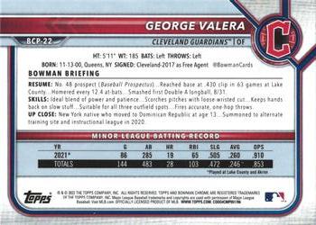 2022 Bowman - Chrome Prospects #BCP-22 George Valera Back