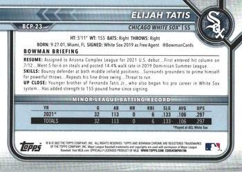 2022 Bowman - Chrome Prospects #BCP-23 Elijah Tatis Back