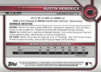 2022 Bowman - Chrome Prospects #BCP-33 Austin Hendrick Back
