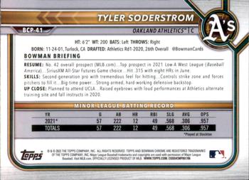 2022 Bowman - Chrome Prospects #BCP-41 Tyler Soderstrom Back