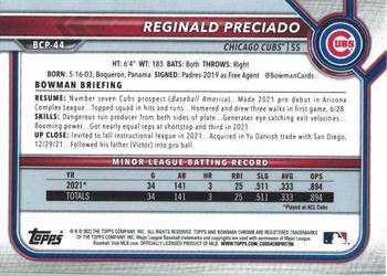 2022 Bowman - Chrome Prospects #BCP-44 Reginald Preciado Back