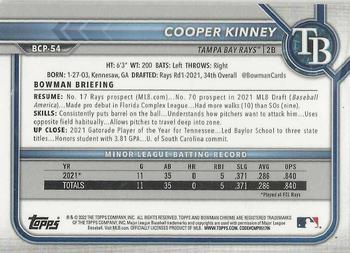 2022 Bowman - Chrome Prospects #BCP-54 Cooper Kinney Back
