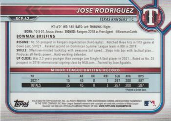 2022 Bowman - Chrome Prospects #BCP-62 Jose Rodriguez Back
