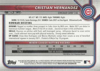 2022 Bowman - Chrome Prospects #BCP-66 Cristian Hernandez Back