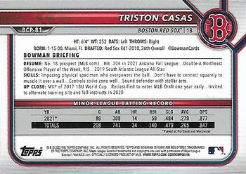 2022 Bowman - Chrome Prospects #BCP-81 Triston Casas Back