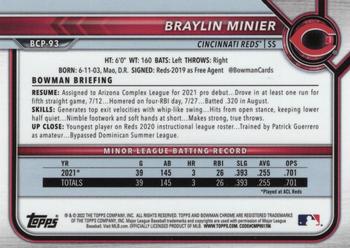 2022 Bowman - Chrome Prospects #BCP-93 Braylin Minier Back